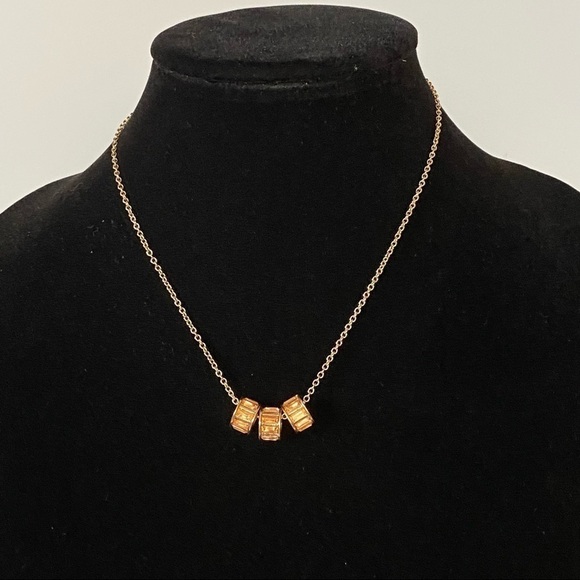 Jewelry Set Earrings Necklace Peach Crystals - Picture 11 of 12